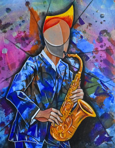 Cubismo Surrealismo Musicista Pittura Moderna Disegno Astratto — Foto Stock