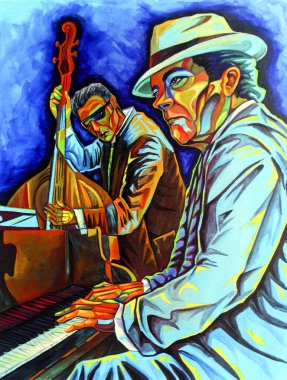 Müzisyenler Kübizm portresi. Picasso Biçimi.