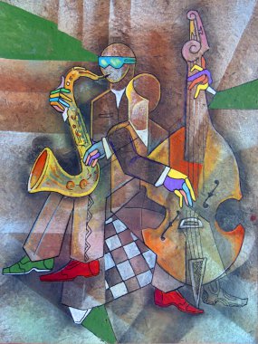 Müzisyenler Kübizm portresi. Picasso Biçimi.