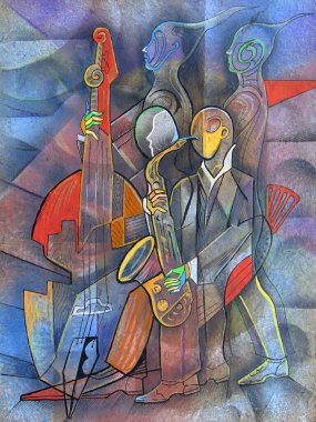 Müzisyenler Kübizm portresi. Picasso Biçimi.