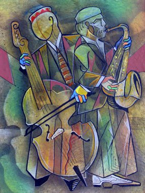 Müzisyenler Kübizm portresi. Picasso Biçimi.
