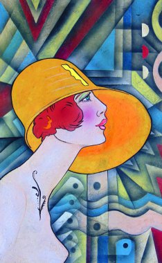 Bayan Art Deco Portresi. Eski usul