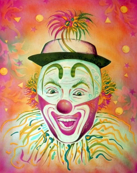 Portrait Clown Cirque Illustration Cubiste — Photo