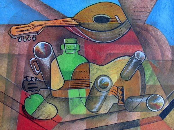 Cubismo Natureza Morta Pintura Picasso Estilo Arte — Fotografia de Stock