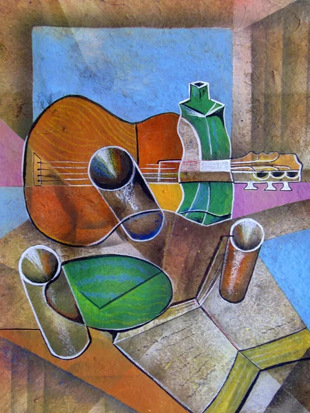 Cubisme Nature Morte Peinture Picasso Style Art — Photo