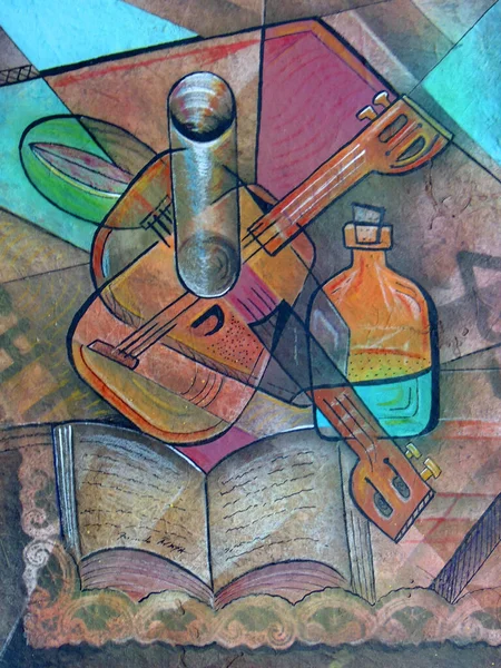 ミュージシャンキュビズムの肖像画 ピカソ風絵画— ストック