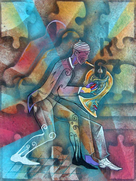 Musicians Cubism Portrait Picasso Style Painting Stock Picture