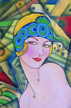 Bayan Art Deco Portresi. Eski usul