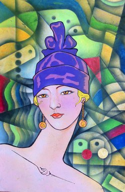 Bayan Art Deco Portresi. Eski usul