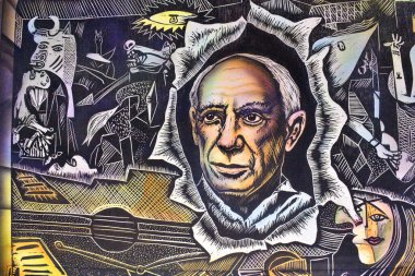 Kübist sürrealizm adamı modern soyut tasarım Picasso tarzını boyuyor