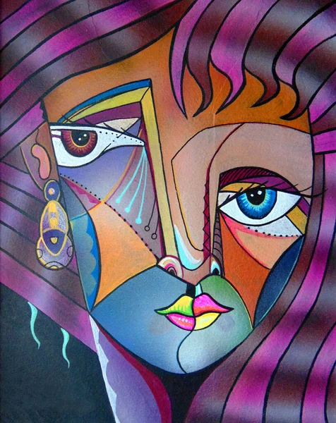 Кубистский Сюрреализм Женщина Рисующая Современный Абстрактный Дизайн — стоковое фото