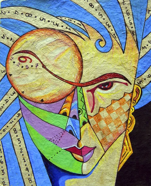 Кубистский Сюрреализм Женщина Рисующая Современный Абстрактный Дизайн — стоковое фото