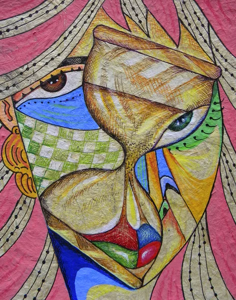 Cubist Surrealism Woman Painting Modern Abstract Design Stock Picture