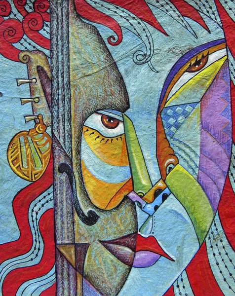 Cubist Surrealism Woman Painting Modern Abstract Design Stock Picture