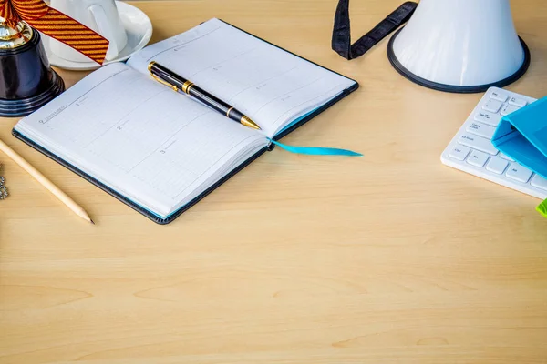 Black Pens Top Pencils Notepads Note Note Work Popular Wooden — Stock Photo, Image