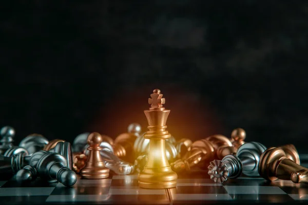 Golden Chess Winner Match Stood Middle Chess Game Which Lost — Stock Photo, Image