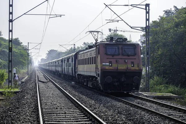 Passenger Train Hadapsar Station Pune India — 스톡 사진