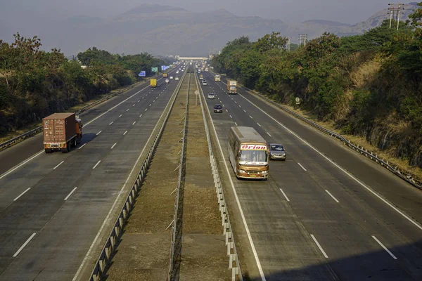 Mumbai Pune Gyorsforgalmi Kora Reggel Pune India Közelében Autópályát Hivatalosan — Stock Fotó