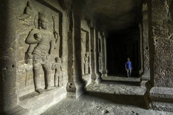 Kaya Aurangabad Hindistan Yakınlarındaki Ellora Mağara Kompleksini Kesti — Stok fotoğraf