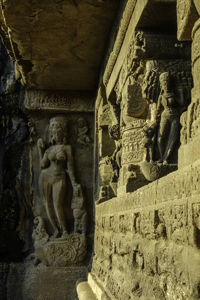 Roca Cortó Complejo Cuevas Ellora Cerca Aurangabad India — Foto de Stock