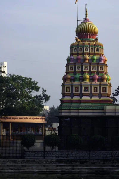Kleurrijke Tempel Wagholi Nabij Pune India — Stockfoto