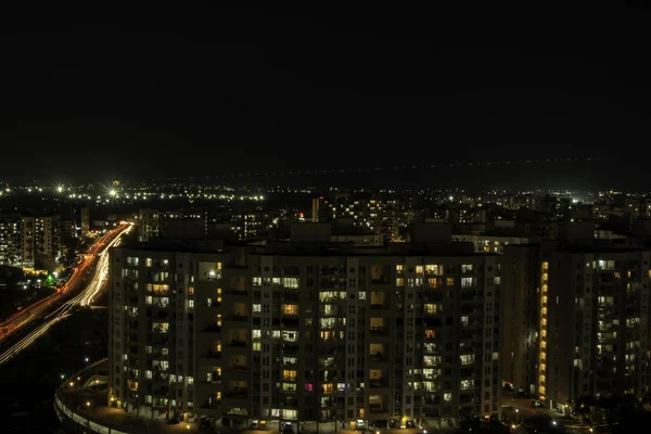 Éjszakai Városkép Pune Indiában — Stock Fotó