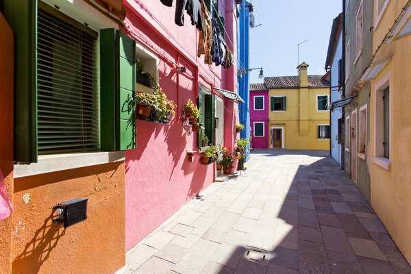 Burano island with traditional colorful houses