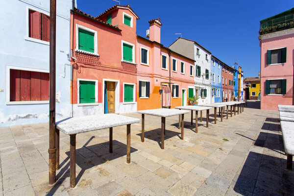 Burano island with traditional colorful houses