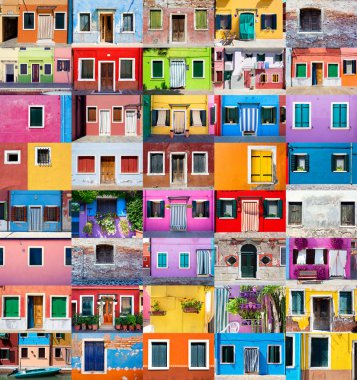 Panjurlar ile pitoresk windows ünlü Burano, V ada
