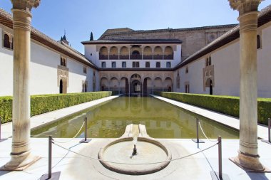 Courtyard of the Myrtles, Patio de los Arrayanes, in Alhambra, G clipart