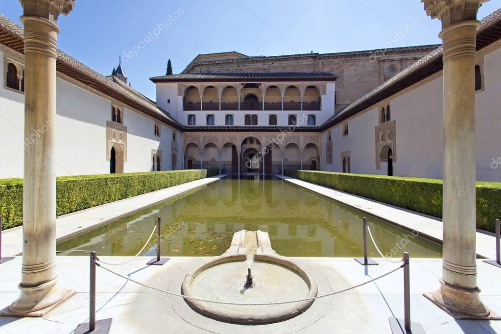 Courtyard of the Myrtles, Patio de los Arrayanes, in Alhambra, G