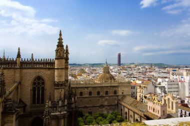 Seville şehir Giralda üzerinden havadan görünümü