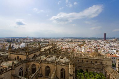 Seville şehir Giralda üzerinden havadan görünümü