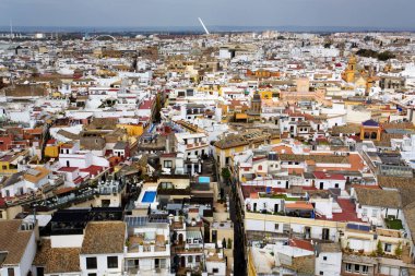 Seville şehir Giralda üzerinden havadan görünümü