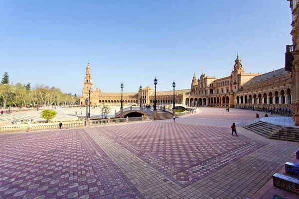 Όμορφη θέα ισπανική πλατεία Plaza de Espana, για: Σεβίλλη — Φωτογραφία Αρχείου