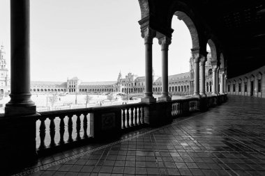 İspanyolca kare, Plaza de Espana, Seville güzel bir görünümü