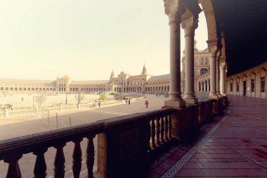İspanyolca kare, Plaza de Espana, Seville güzel bir görünümü