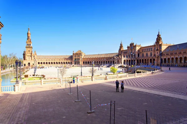 Όμορφη θέα ισπανική πλατεία Plaza de Espana, για: Σεβίλλη — Φωτογραφία Αρχείου