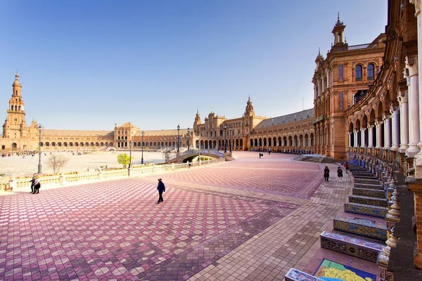 Όμορφη θέα ισπανική πλατεία Plaza de Espana, για: Σεβίλλη — Φωτογραφία Αρχείου