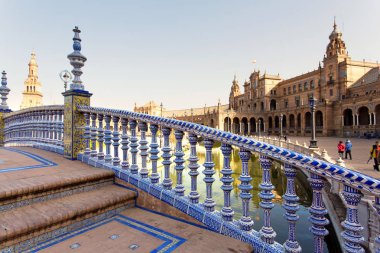 İspanyolca kare, Plaza de Espana, Seville güzel bir görünümü