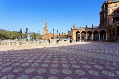 İspanyolca kare, Plaza de Espana, Seville güzel bir görünümü