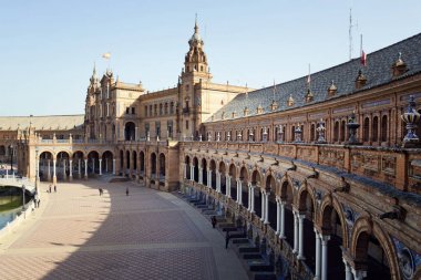 İspanyolca kare, Plaza de Espana, Seville güzel bir görünümü