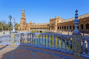 İspanyolca kare, Plaza de Espana, Seville güzel bir görünümü
