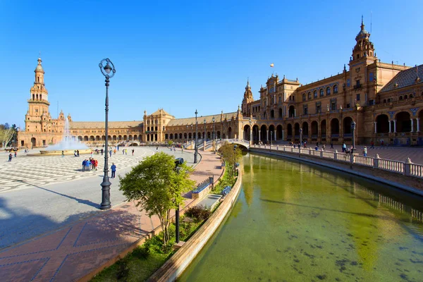 Όμορφη θέα ισπανική πλατεία Plaza de Espana, για: Σεβίλλη — Φωτογραφία Αρχείου