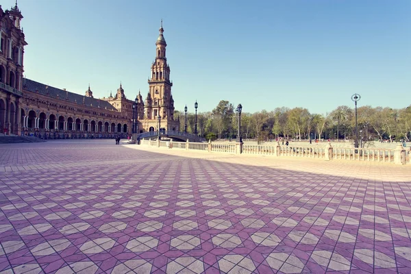 Όμορφη θέα ισπανική πλατεία Plaza de Espana, για: Σεβίλλη — Φωτογραφία Αρχείου