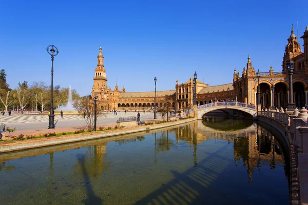 Όμορφη θέα ισπανική πλατεία Plaza de Espana, για: Σεβίλλη — Φωτογραφία Αρχείου