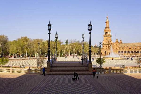 Una hermosa vista de la Plaza de España, en Sevilla — Foto de Stock