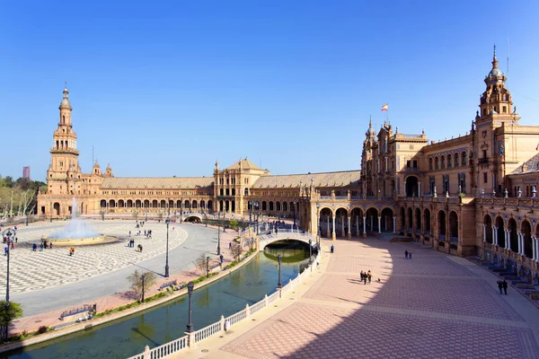 Όμορφη θέα ισπανική πλατεία Plaza de Espana, για: Σεβίλλη — Φωτογραφία Αρχείου