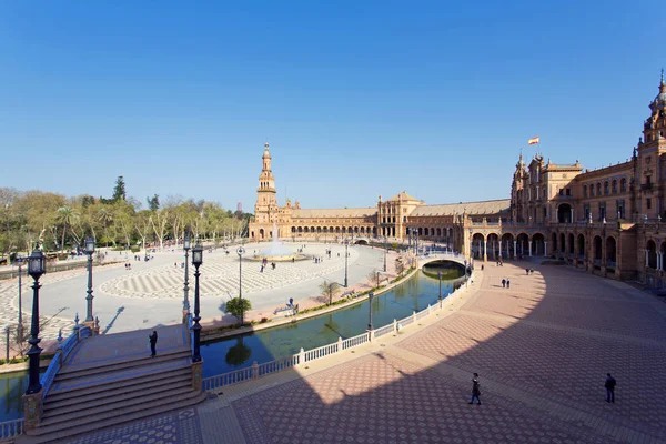 Όμορφη θέα ισπανική πλατεία Plaza de Espana, για: Σεβίλλη — Φωτογραφία Αρχείου