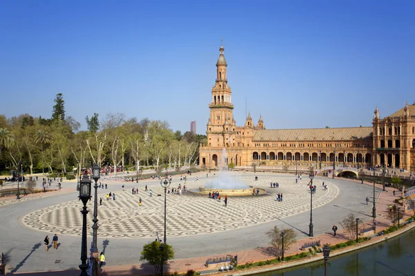 Όμορφη θέα ισπανική πλατεία Plaza de Espana, για: Σεβίλλη — Φωτογραφία Αρχείου